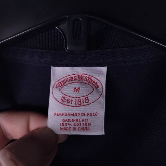 Brooks Brothers Polo Shirt Mens Medium Navy Gold Sheep Performance - Picture 10 of 11